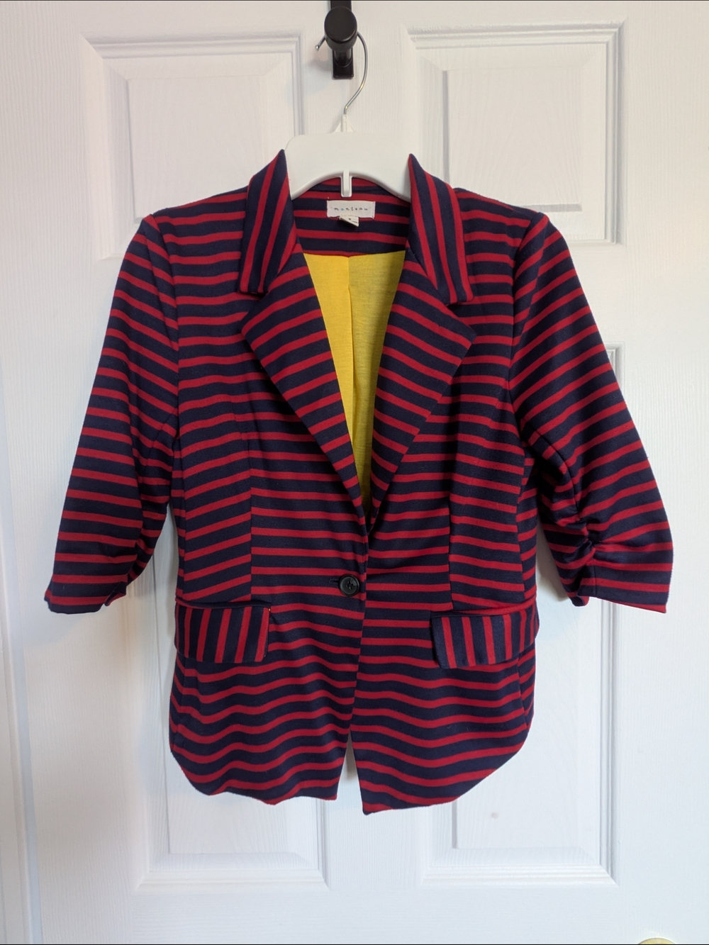 Striped Navy & Red Women's Blazer Jacket - Unbranded